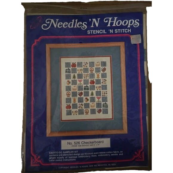 Needles N Hoops Stencil N Stitch Number 526 Checkerboard Frame Size W/O Mat 8x10 - Picture 1 of 3